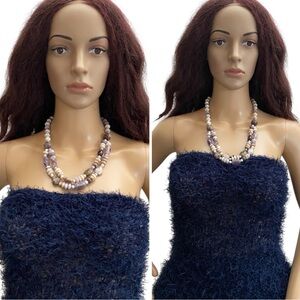 Jay King Sterling silver amethyst and jadeite beaded necklace